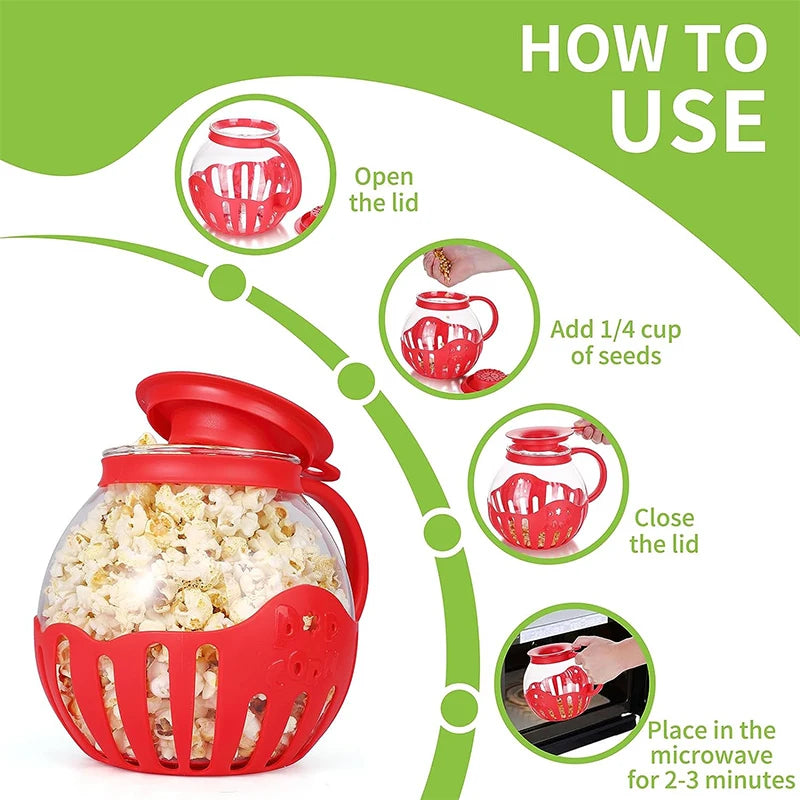 Premium Glass Microwave Popcorn Popper
